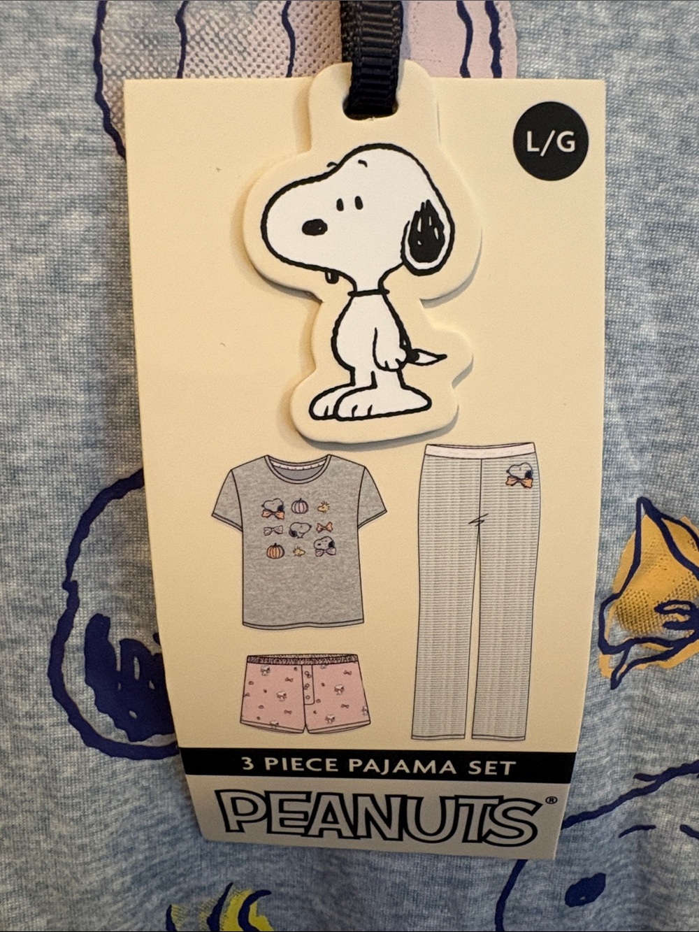 BNWT PEANUTS SNOOPY Halloween Pumpkin Fall Pajama Set 3 Piece Women's Size Large - Picture 4 of 12